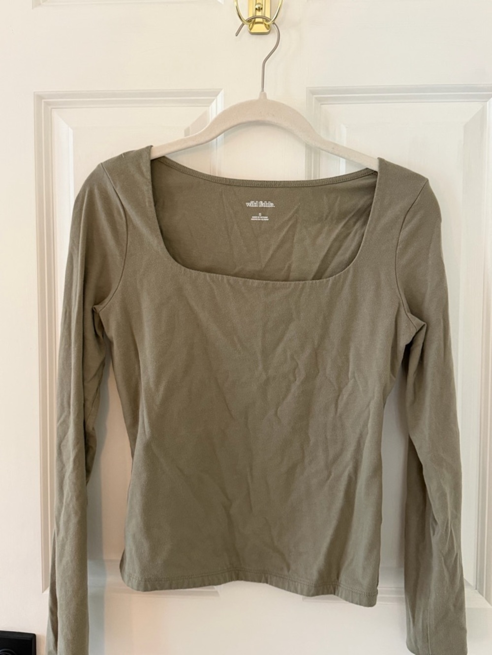 wild fable Olive Square-Neck Long Sleeve Shirt
